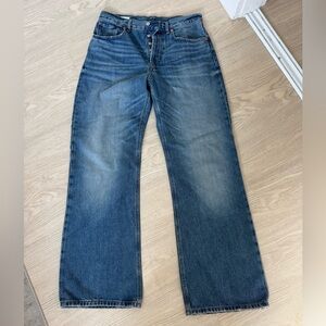 ZARA Men’s Straight Leg Jeans Size 31 Blue Button Fly Denim EUR 40 Bootcut Style